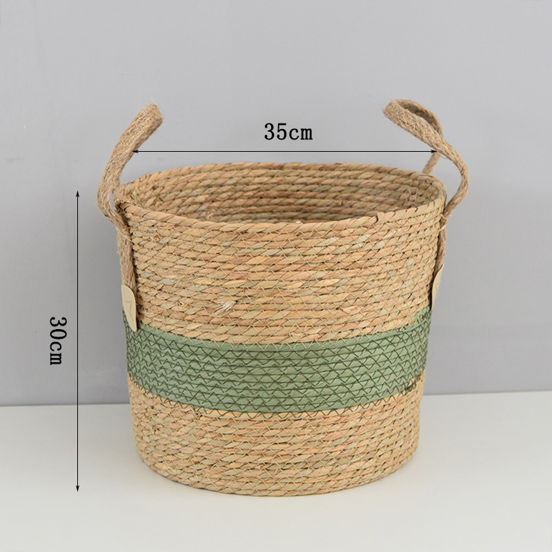 Szalmából font növénytartó kosár, modell 03650, pastoral stílus, beltéri dekoráció növényekhez és bonsaihoz, gyümölcs- és zöldségtartó