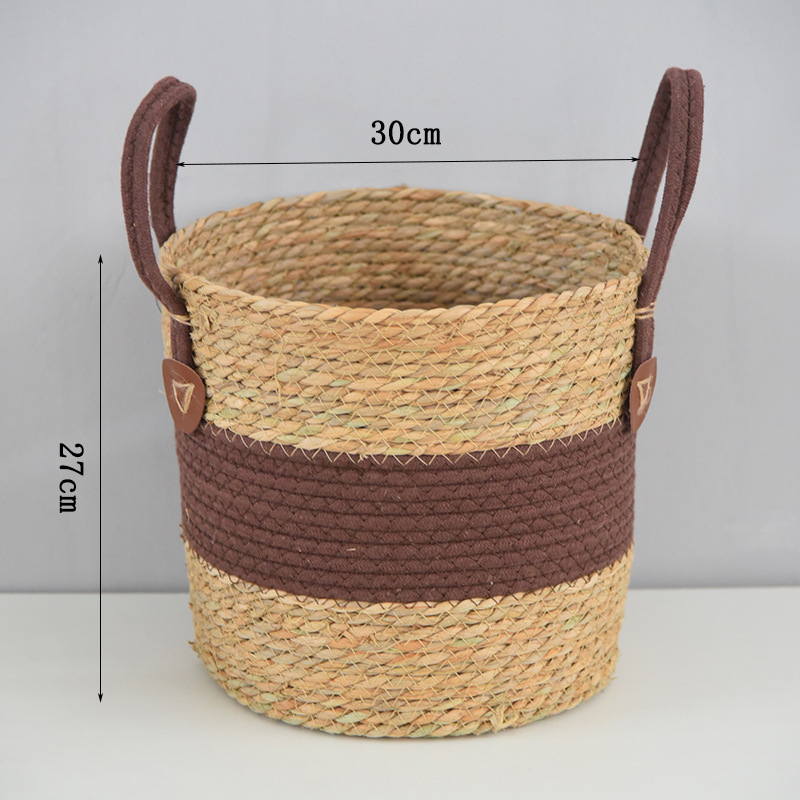 Szalmából font növénytartó kosár, modell 03650, pastoral stílus, beltéri dekoráció növényekhez és bonsaihoz, gyümölcs- és zöldségtartó