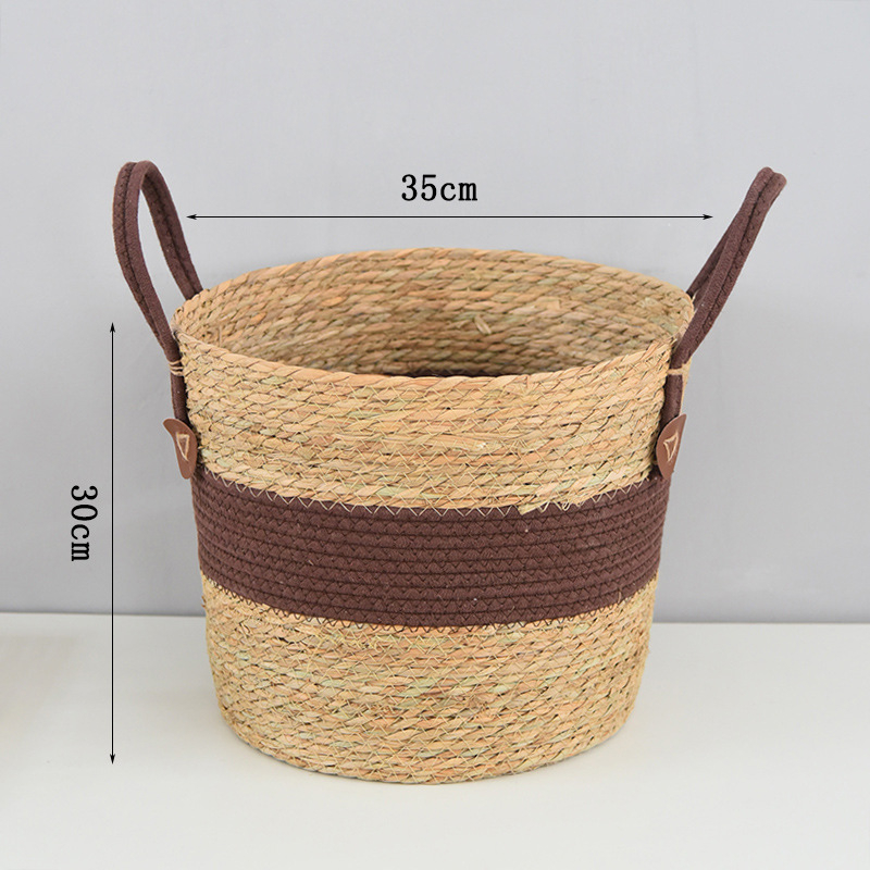 Szalmából font növénytartó kosár, modell 03650, pastoral stílus, beltéri dekoráció növényekhez és bonsaihoz, gyümölcs- és zöldségtartó