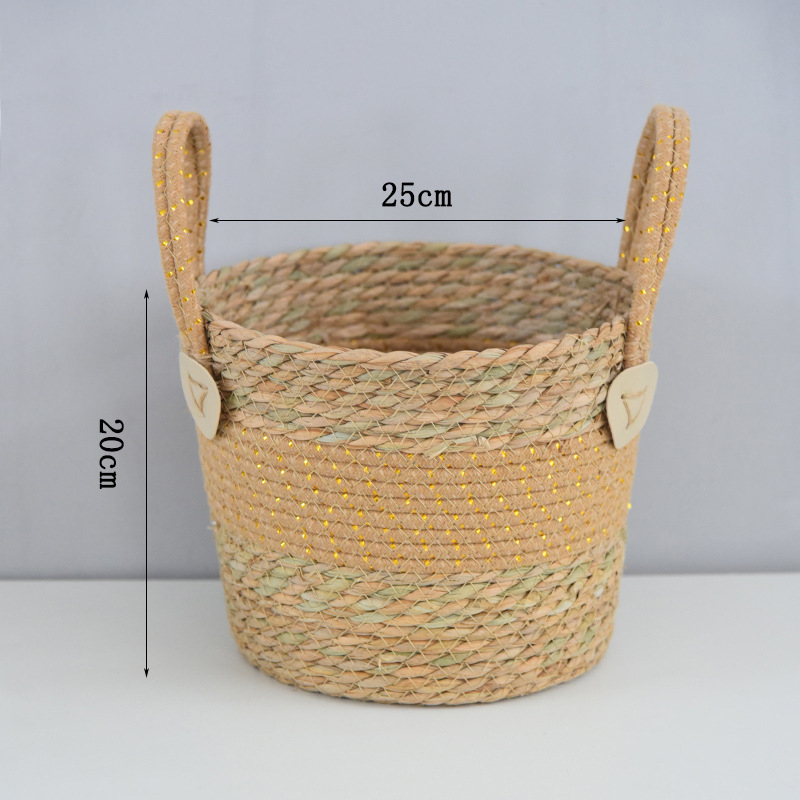 Szalmából font növénytartó kosár, modell 03650, pastoral stílus, beltéri dekoráció növényekhez és bonsaihoz, gyümölcs- és zöldségtartó