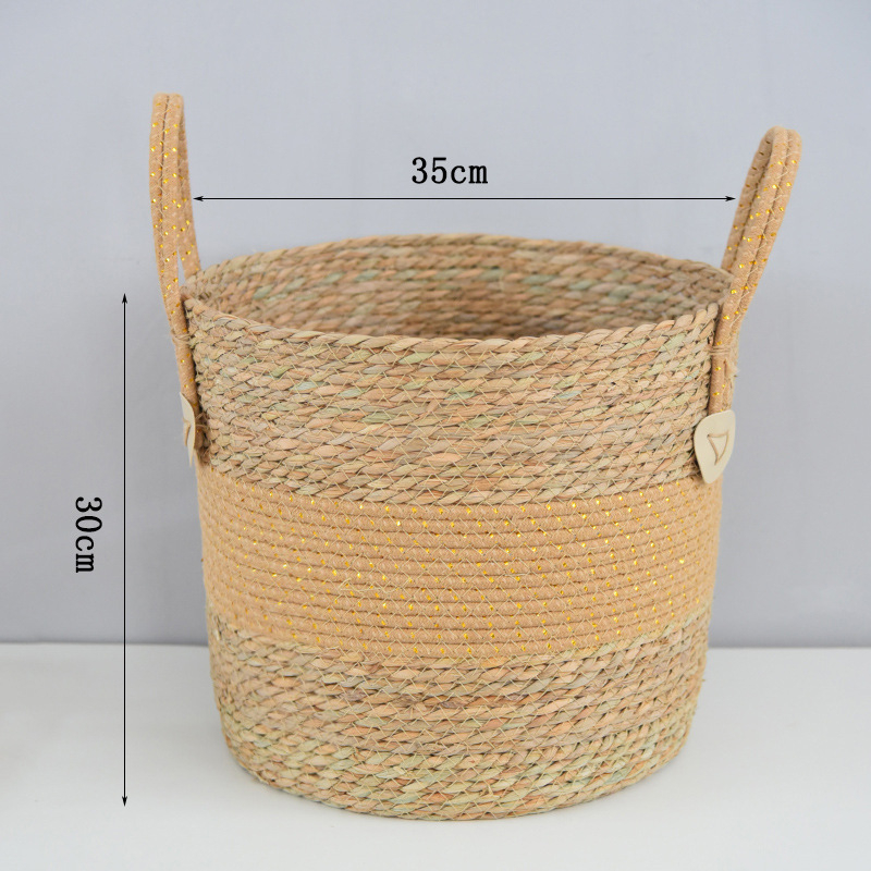 Szalmából font növénytartó kosár, modell 03650, pastoral stílus, beltéri dekoráció növényekhez és bonsaihoz, gyümölcs- és zöldségtartó