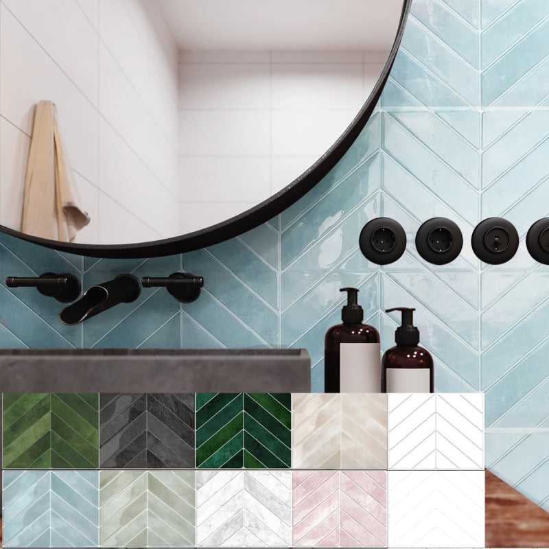 Autocolant decorativ autoadeziv pentru perete – imitatie plăci, vinil, impermeabil, rezistent la murdărie, design 3D, PU+PET, pentru bucătărie și baie