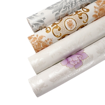 Lanfeng lipnios PVC tapetai, Europos stiliaus, atsparios drėgmei, gėlių raštas, 3 sluoksnių konstrukcija