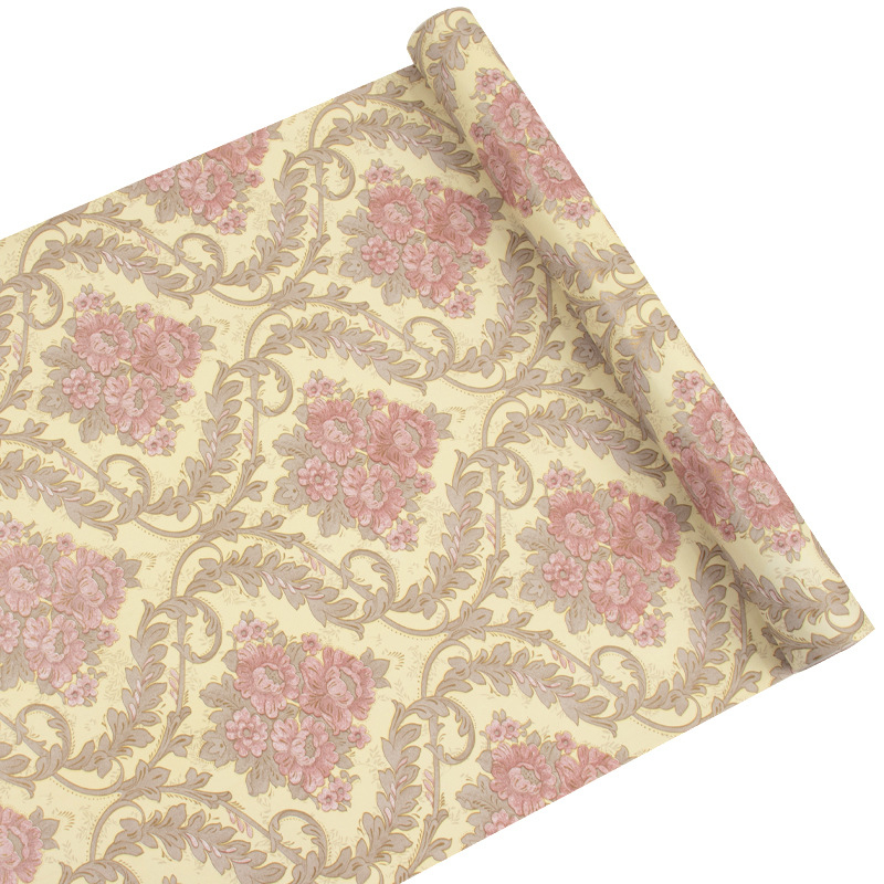 Lanfeng lipnios PVC tapetai, Europos stiliaus, atsparios drėgmei, gėlių raštas, 3 sluoksnių konstrukcija