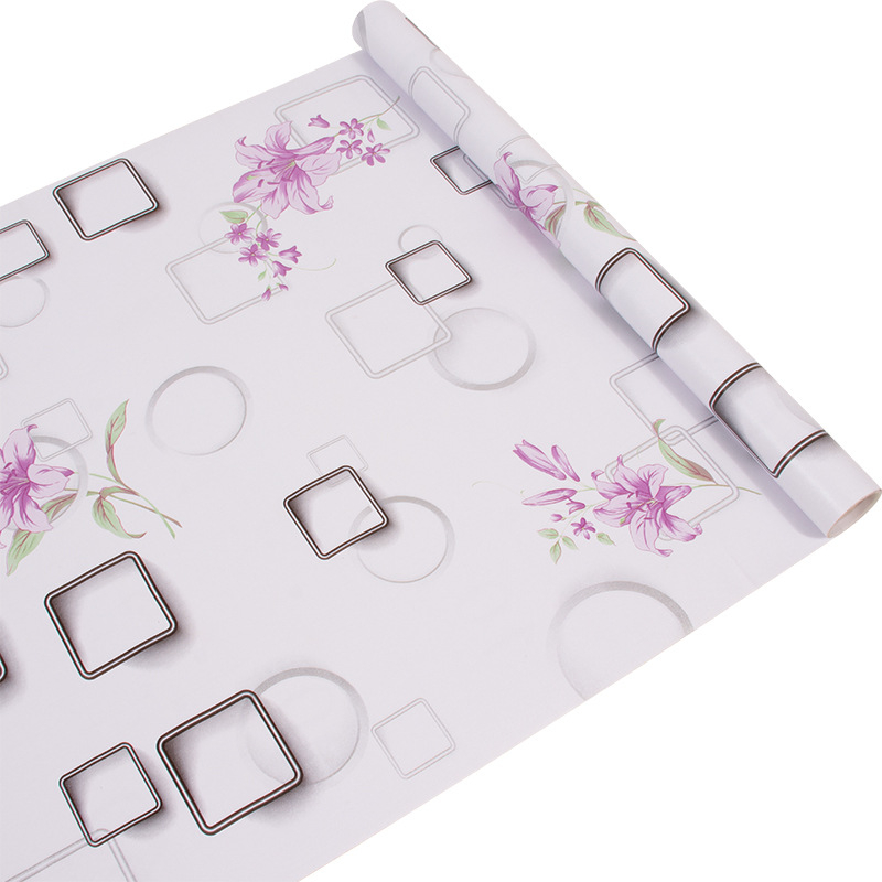 Lanfeng lipnios PVC tapetai, Europos stiliaus, atsparios drėgmei, gėlių raštas, 3 sluoksnių konstrukcija