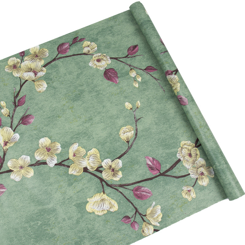 Lanfeng lipnios PVC tapetai, Europos stiliaus, atsparios drėgmei, gėlių raštas, 3 sluoksnių konstrukcija