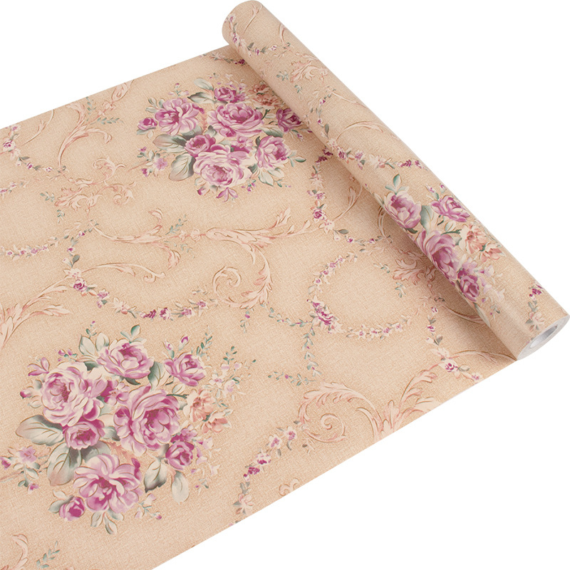 Lanfeng lipnios PVC tapetai, Europos stiliaus, atsparios drėgmei, gėlių raštas, 3 sluoksnių konstrukcija