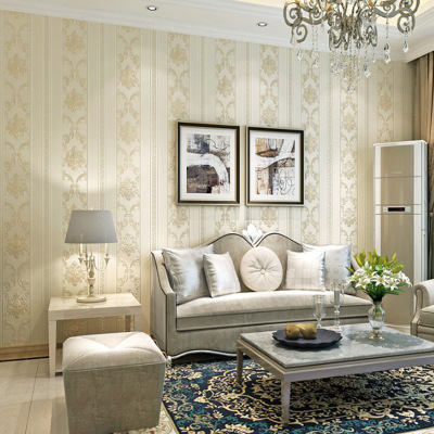 Europos stiliaus 3D reljefinės damasko tapetai, neaustas audinys, skirtos miegamajam, valgomojo ir svetainei kaip TV fono dizainas