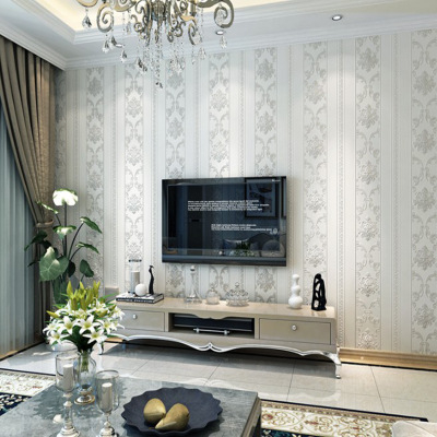Europos stiliaus 3D reljefinės damasko tapetai, neaustas audinys, skirtos miegamajam, valgomojo ir svetainei kaip TV fono dizainas