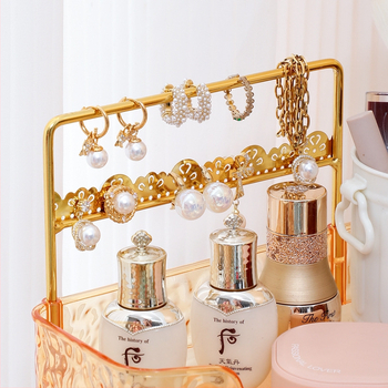 Κοσμητοθήκη γωνιακού τραπεζιού | Πολυεπίπερος πλαστικός οργανωτής για κραγιόν, αρώματα, κοσμήματα και περιποίηση δέρματος, Ring Star, στυλ light luxury