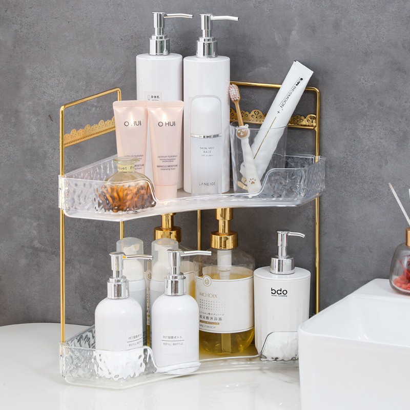 Organizator cosmetic pentru colțul mesei de toaletă | Suport multistrat pentru ruj, parfum, bijuterii și îngrijire a pielii, plastic, stil light luxury, Ring Star