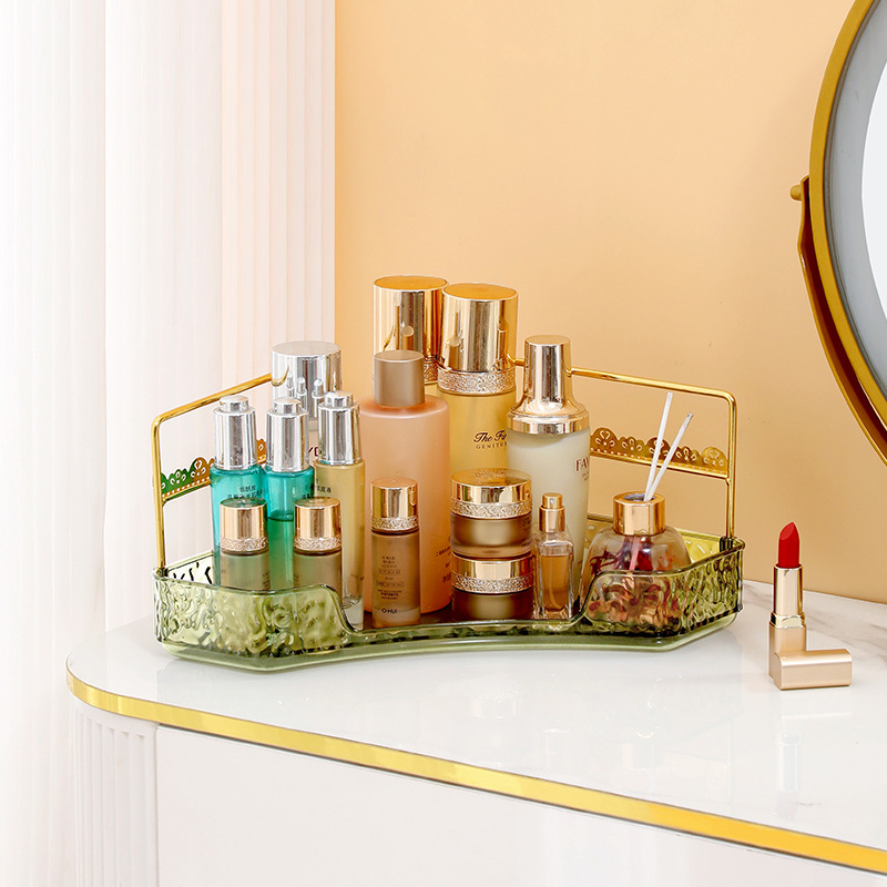 Organizator cosmetic pentru colțul mesei de toaletă | Suport multistrat pentru ruj, parfum, bijuterii și îngrijire a pielii, plastic, stil light luxury, Ring Star