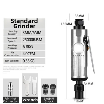 Пневматична машина за гравиране и шлайфане със ъглов накрайник, компактна въздушна шлайфмашина за полиране