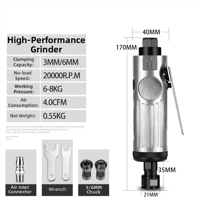 Пневматична машина за гравиране и шлайфане със ъглов накрайник, компактна въздушна шлайфмашина за полиране