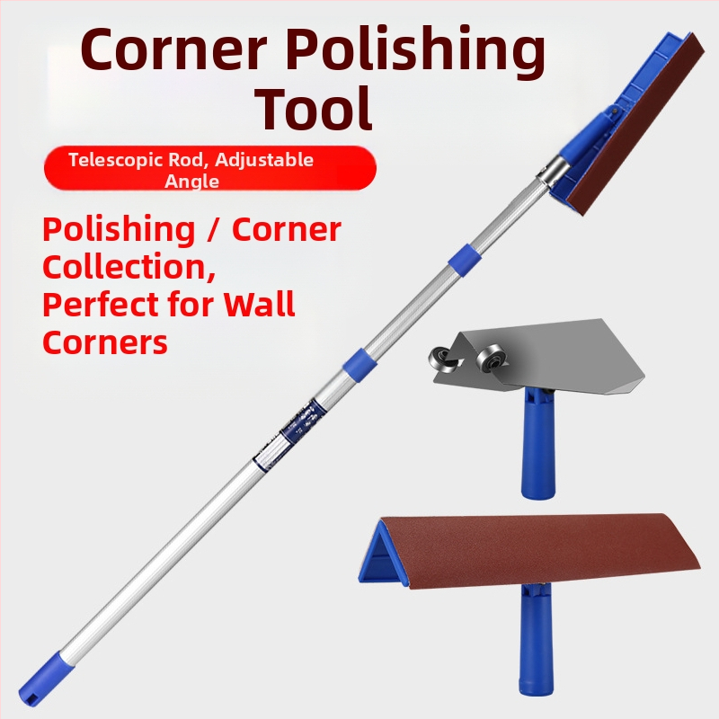 Телескопичен държач за шпакловка и шкурка, алуминиев сплав и база с велкро, за сухо шлайфане на равни стени