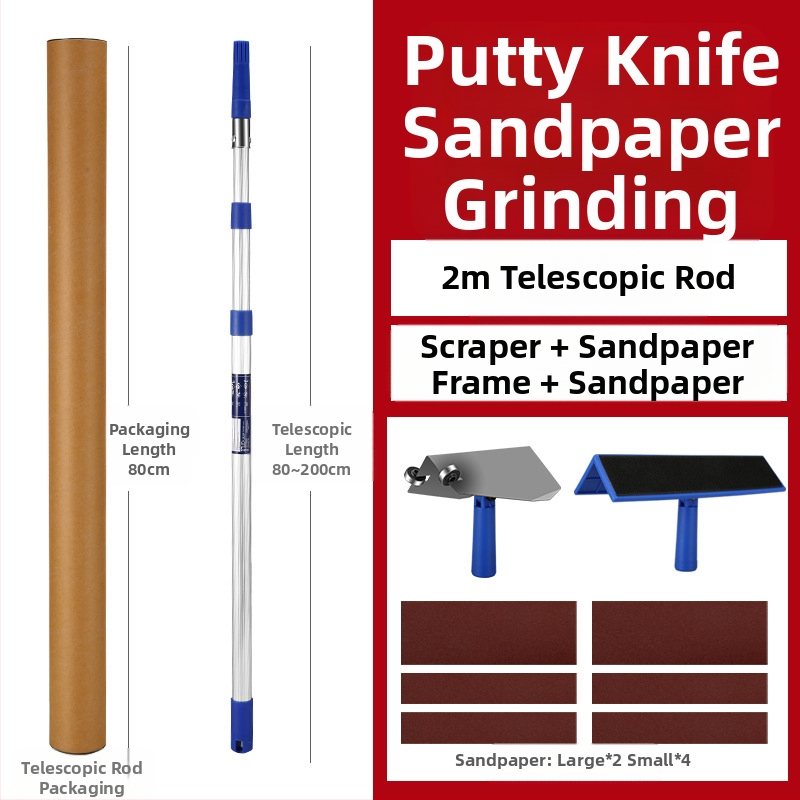 Teleskopinis glaisto laikiklis iš aliuminio lydinio, su Velcro pagrindu, sausam glaisto šlifavimui ant lygių sienų