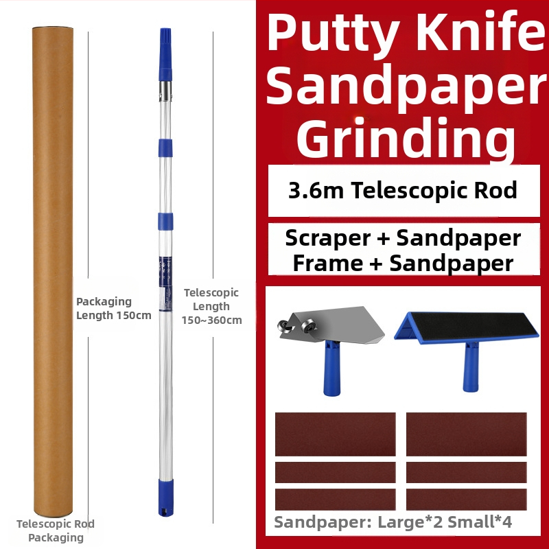 Teleskopinis glaisto laikiklis iš aliuminio lydinio, su Velcro pagrindu, sausam glaisto šlifavimui ant lygių sienų