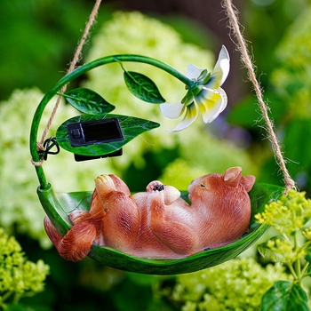 Ηλιακά φώτα διακοσμητικά κήπου με γλυκό ζωάκι, κρεμαστό σε δέντρο (πλαστικό και ρητίνη)