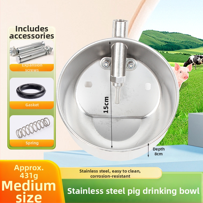 Удебелена кръгла питейна купа от неръждаема стомана за прасета и свине майки