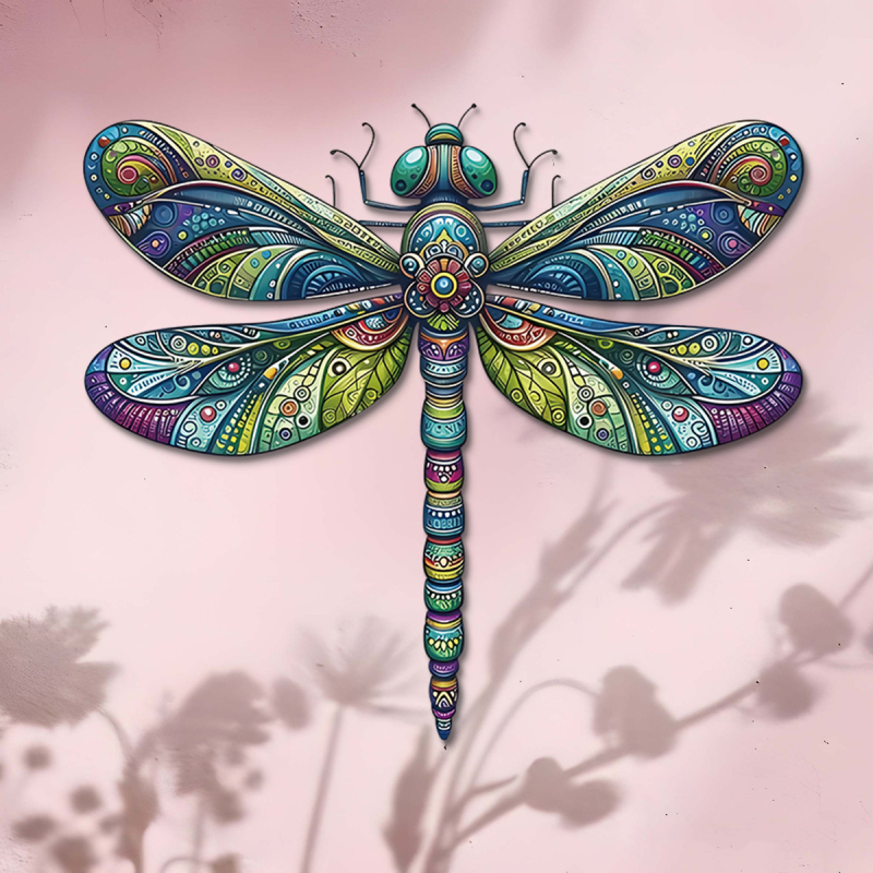 Kovított vasból készült falidísz – színes pillangó, kolibri és szitakötő alakok; beltéri és kültéri használatra, márka Lide, modern minimalista stílus