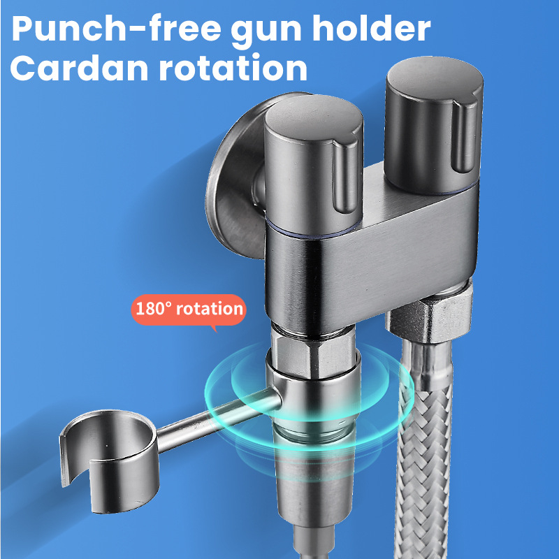 Пръскачка за тоалетна от неръждаема стомана, вградена в стената, 1 вход/2 изхода, Ø20 мм вътрешен диаметър, работно налягане 1 MPa