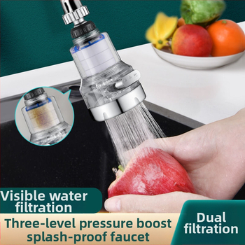 Mājas izlietnes filtrs ar trīs ātrumu universālo savienojumu, pret šļakstīšanos. Materiāls: ABS; Modelis: 22/24 mm; Pārklājums: elektroplēšana; Uzstādīšana: griežams vītņojums; Darba temperatūra: 0–80°C; Nominālais spiediens: 1 bar.