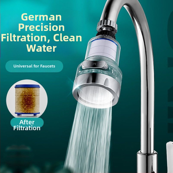 Mājas izlietnes filtrs ar trīs ātrumu universālo savienojumu, pret šļakstīšanos. Materiāls: ABS; Modelis: 22/24 mm; Pārklājums: elektroplēšana; Uzstādīšana: griežams vītņojums; Darba temperatūra: 0–80°C; Nominālais spiediens: 1 bar.