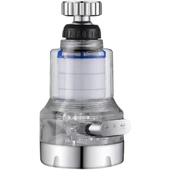 Mājas izlietnes filtrs ar trīs ātrumu universālo savienojumu, pret šļakstīšanos. Materiāls: ABS; Modelis: 22/24 mm; Pārklājums: elektroplēšana; Uzstādīšana: griežams vītņojums; Darba temperatūra: 0–80°C; Nominālais spiediens: 1 bar.