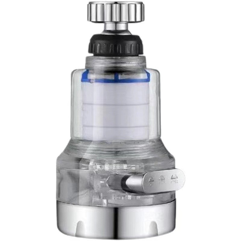 Mājas izlietnes filtrs ar trīs ātrumu universālo savienojumu, pret šļakstīšanos. Materiāls: ABS; Modelis: 22/24 mm; Pārklājums: elektroplēšana; Uzstādīšana: griežams vītņojums; Darba temperatūra: 0–80°C; Nominālais spiediens: 1 bar.