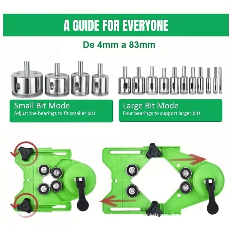 Позиционер за дупки при плочки и стъкло с вакуумен държач — прецизен инструмент за пробиване