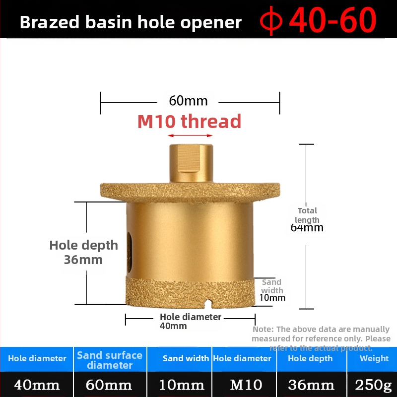 Meier Shield MH0189 Диамантен ъглов шлайф за пробиване на дупки в плотове за мивка (камък и керамика) — Бразиращ процес, предназначен за камък