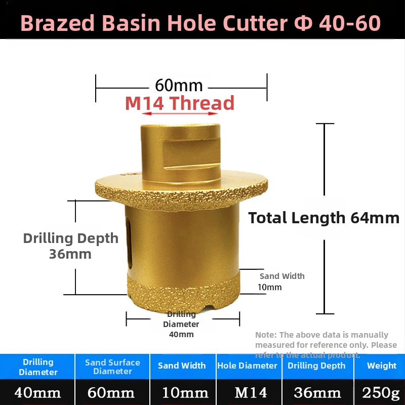 Meier Shield MH0189 Диамантен ъглов шлайф за пробиване на дупки в плотове за мивка (камък и керамика) — Бразиращ процес, предназначен за камък