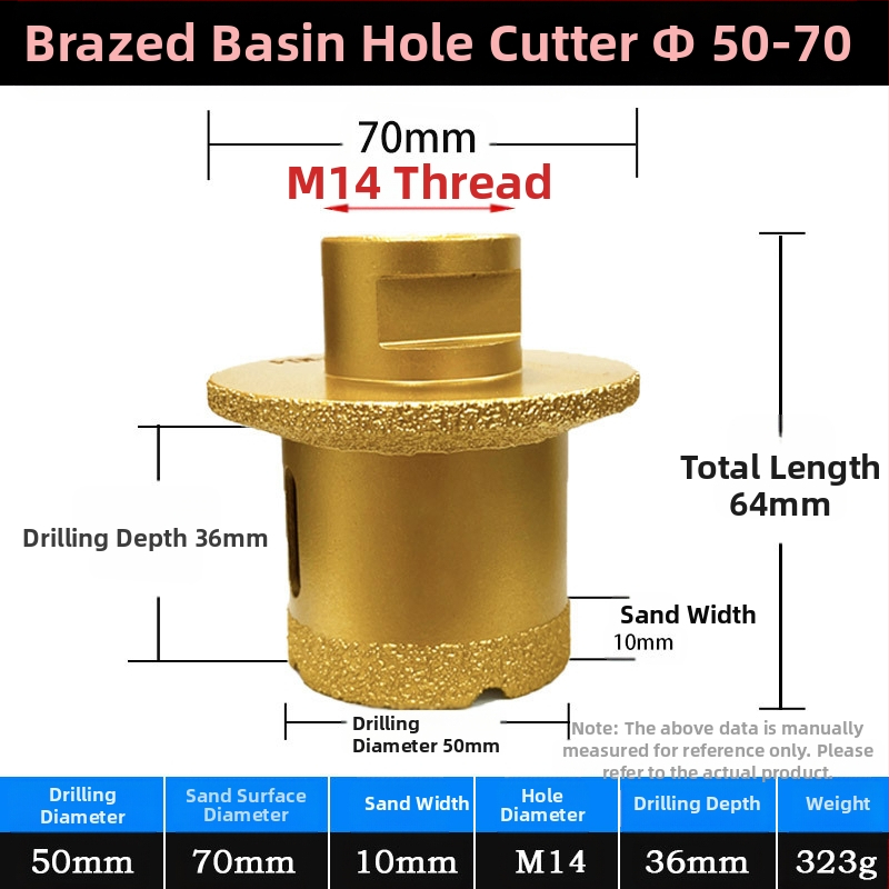 Meier Shield MH0189 Диамантен ъглов шлайф за пробиване на дупки в плотове за мивка (камък и керамика) — Бразиращ процес, предназначен за камък