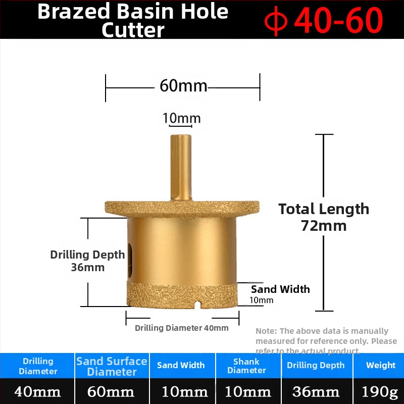 Meier Shield MH0189 Диамантен ъглов шлайф за пробиване на дупки в плотове за мивка (камък и керамика) — Бразиращ процес, предназначен за камък