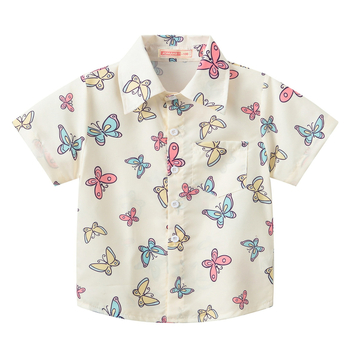 Κοριτσίστικο κοντόμανίκικο πουκάμισο με εκτύπωση, γιακά τύπου πέτο, πολυεστέρας 30–70%, για ηλικίες 3–8 ετών, καλοκαίρι–φθινόπωρο, casual στυλ
