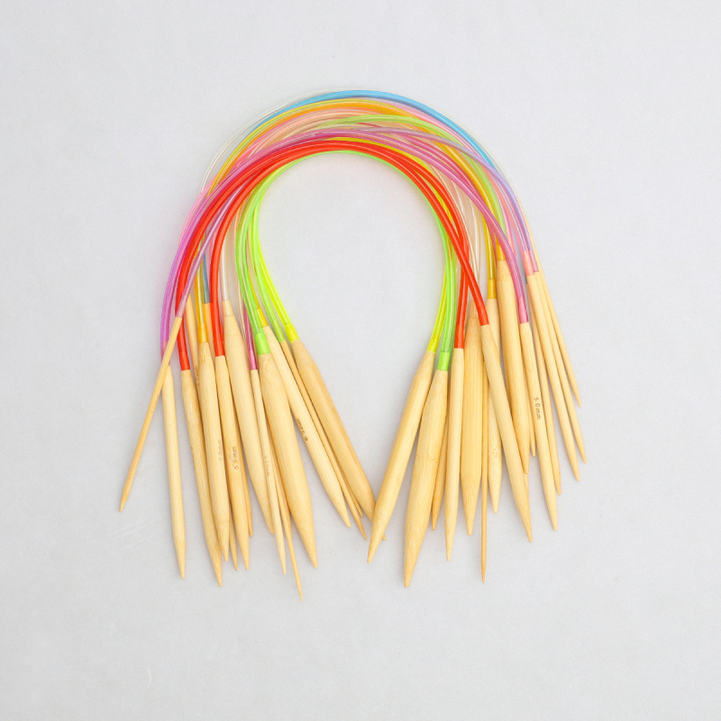 Комплект плетачни игли – бамбук и дърво, кръгли и двуостри игли за пуловери; 125 комплекта, брутно тегло 190 г