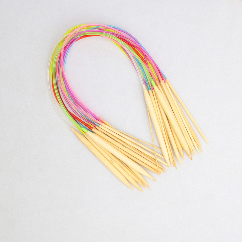 Комплект плетачни игли – бамбук и дърво, кръгли и двуостри игли за пуловери; 125 комплекта, брутно тегло 190 г