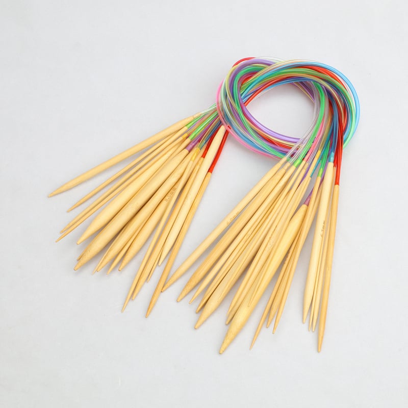 Комплект плетачни игли – бамбук и дърво, кръгли и двуостри игли за пуловери; 125 комплекта, брутно тегло 190 г