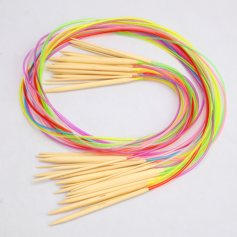 Комплект плетачни игли – бамбук и дърво, кръгли и двуостри игли за пуловери; 125 комплекта, брутно тегло 190 г