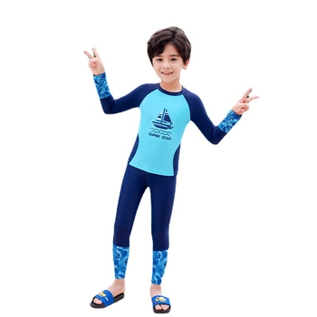 Youyou παιδικό δύο τεμάχια μαγιό με μακριά μανίκια, προστασία από τον ήλιο, unisex, ύφασμα πολυεστέρα-σπάντεξ