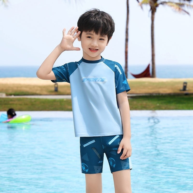 Youyou gyermekeknek kétrészes fürdőruha hosszú ujjú, napvédő, uniszex, poliészter-spandex anyag