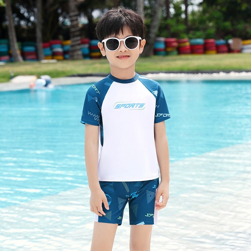 Youyou gyermekeknek kétrészes fürdőruha hosszú ujjú, napvédő, uniszex, poliészter-spandex anyag