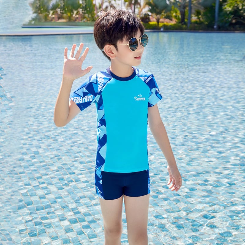 Youyou gyermekeknek kétrészes fürdőruha hosszú ujjú, napvédő, uniszex, poliészter-spandex anyag