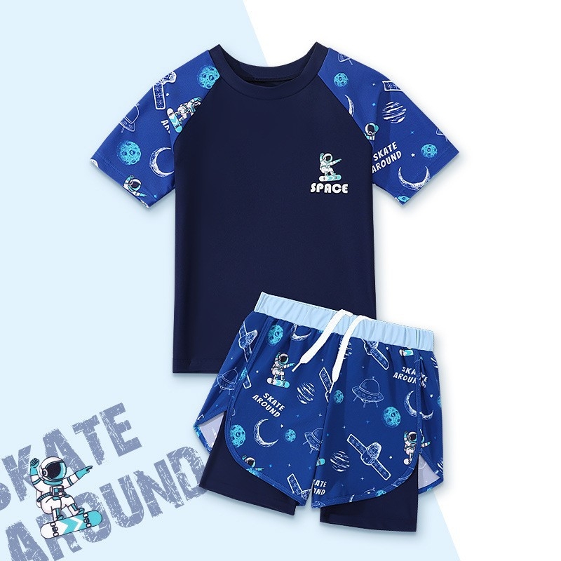 Youyou gyermekeknek kétrészes fürdőruha hosszú ujjú, napvédő, uniszex, poliészter-spandex anyag