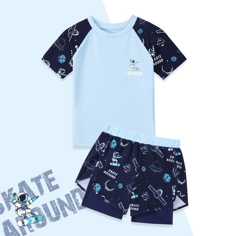 Youyou gyermekeknek kétrészes fürdőruha hosszú ujjú, napvédő, uniszex, poliészter-spandex anyag