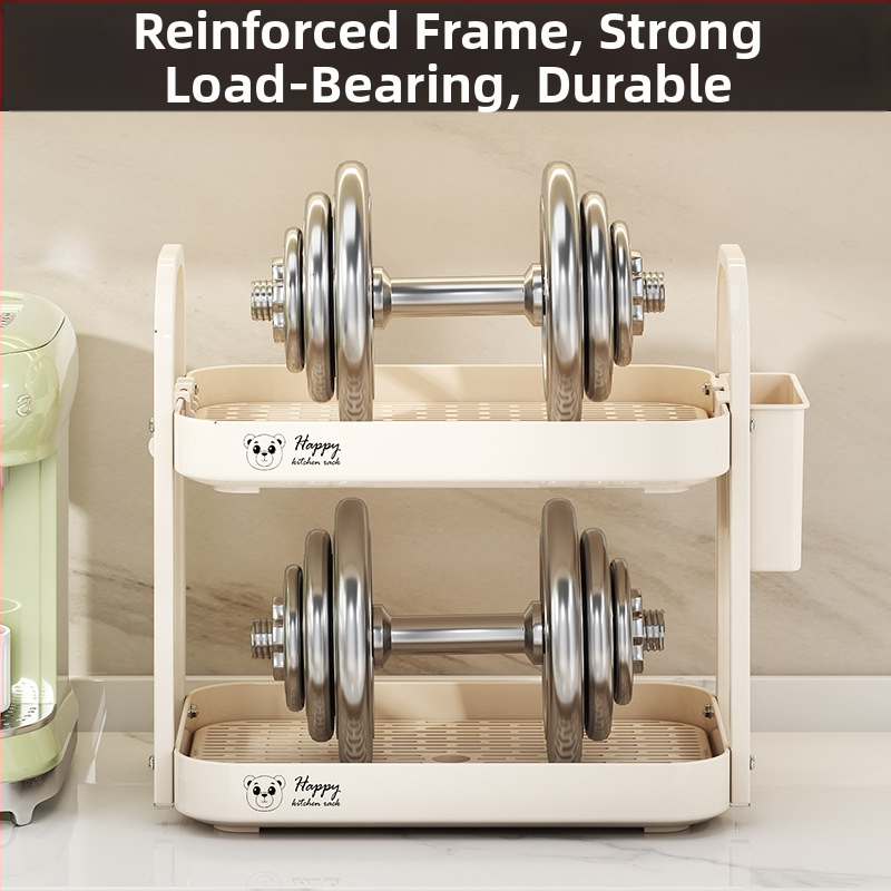 Стелаж за чаши за бюро, двуетажен държач за оттичане, метален, модел 1, стил едноцветен