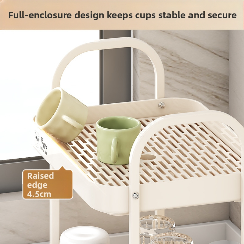 Стелаж за чаши за бюро, двуетажен държач за оттичане, метален, модел 1, стил едноцветен