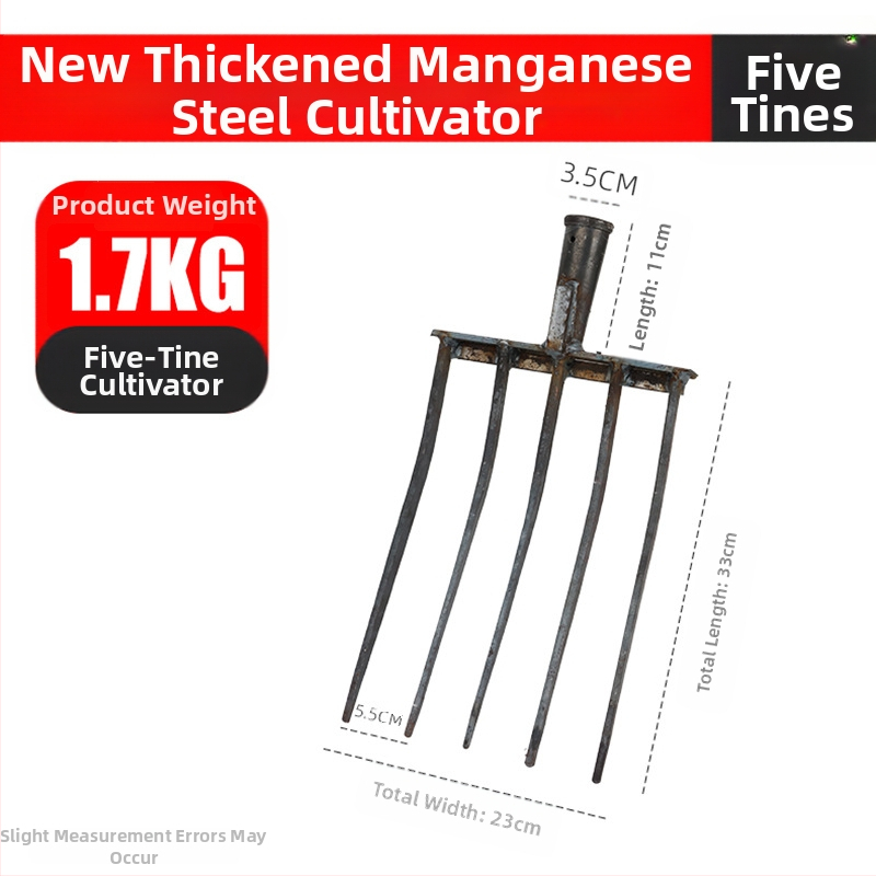 Keturių dantų mangano plieno žemės atlaisvinimo šakutė, viengubio integruoto dizaino, aukšta kietumas, skirta svogūnams, česnakams ir imbierui