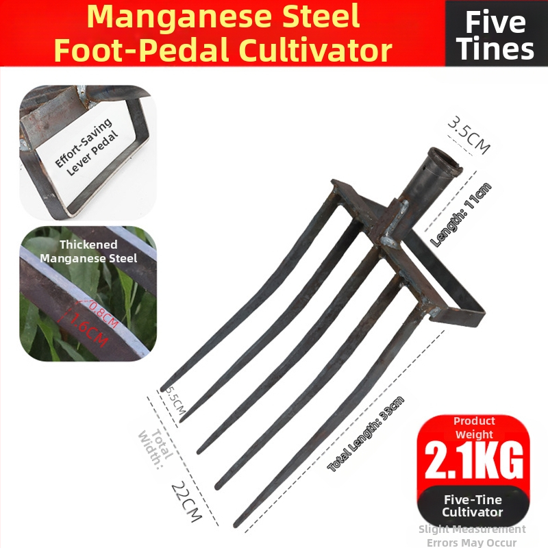 Keturių dantų mangano plieno žemės atlaisvinimo šakutė, viengubio integruoto dizaino, aukšta kietumas, skirta svogūnams, česnakams ir imbierui