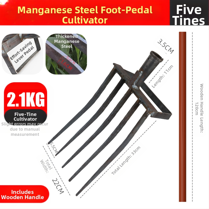 Keturių dantų mangano plieno žemės atlaisvinimo šakutė, viengubio integruoto dizaino, aukšta kietumas, skirta svogūnams, česnakams ir imbierui